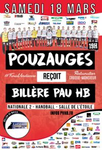 N2M - Handball Pouzauges reçoit Billère Pau Handball. Le samedi 18 mars 2017 à Pouzauges. Vendee.  19H00